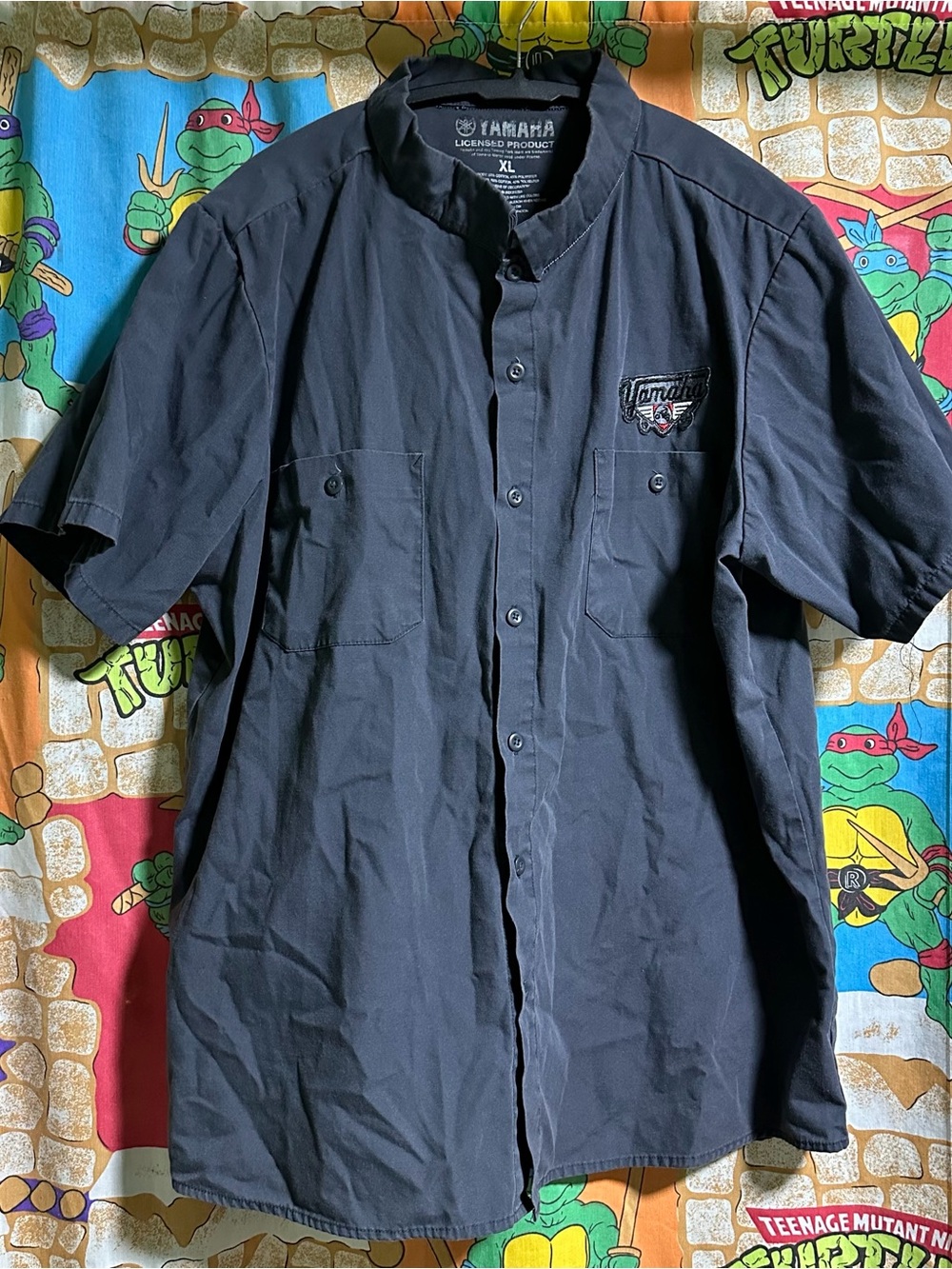 Yamaha Men’s Short-Sleeve Button-Front Work Shirt - Blue